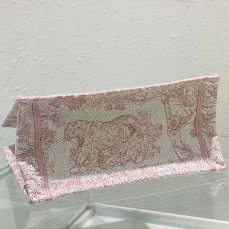 CD Unisex CD Small Book Tote Fluorescent Pink Toile De Jouy Transparent Canvas - Image 5