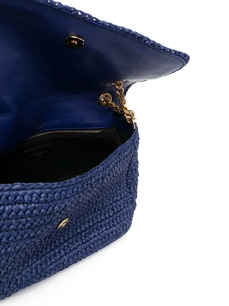Y Niki Medium Chain Bag in Raffia and Leather - Image 5