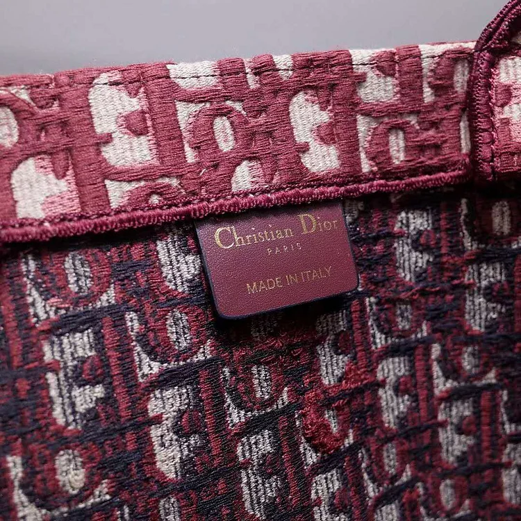 CD Unisex CD Book Tote Maroon CD Oblique Embroidered Velvet - Image 9