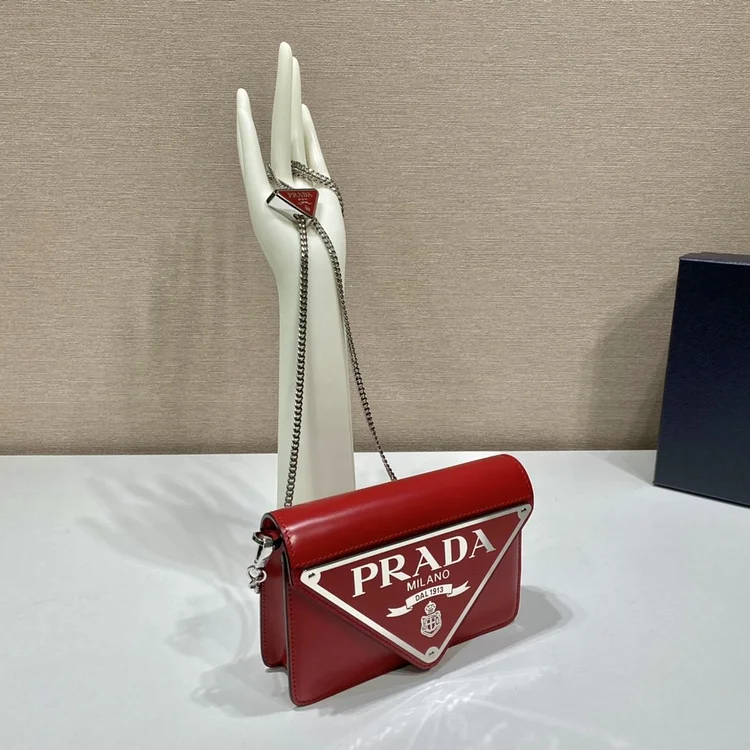 Pra Brushed Shoulder Bag Red For Women, Women??s Bags 6.7in/17cm 1BH189_ZO6_F02SB_V_5KO - Image 2