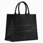 D Book Tote Bag In Black Oblique Embossed Calfskin