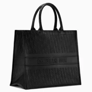 D Book Tote Bag In Black Oblique Embossed Calfskin