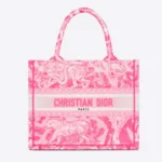 CD Unisex CD Small Book Tote Fluorescent Pink Toile De Jouy Transparent Canvas