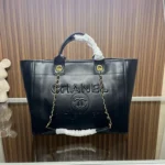 CC leather tote bag black/white size: 36.5/32/15 cm