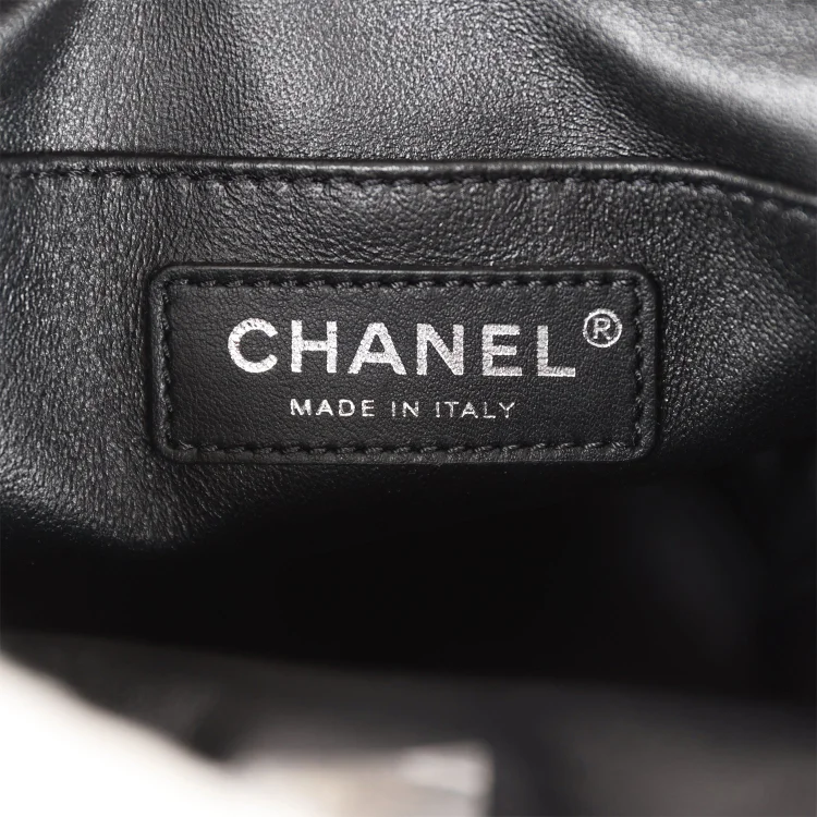 CC Mini Bucket Bag Black Lambskin Silver Hardware - Image 8