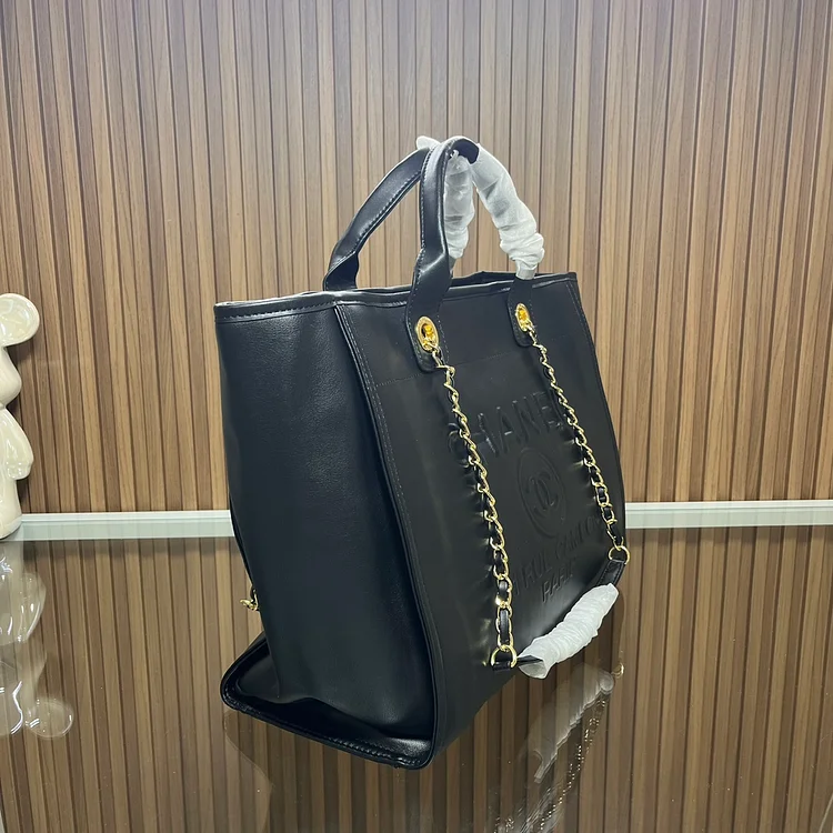 CC leather tote bag black/white size: 36.5/32/15 cm - Image 3