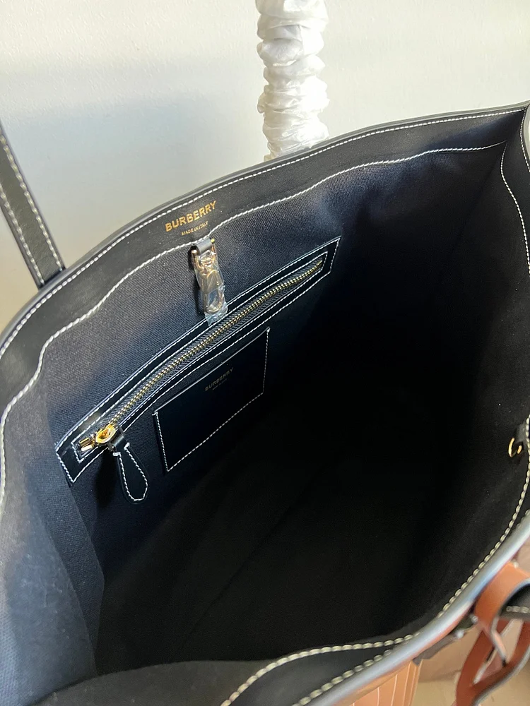 Bur Check And Leather Medium Tote Bag - Image 7