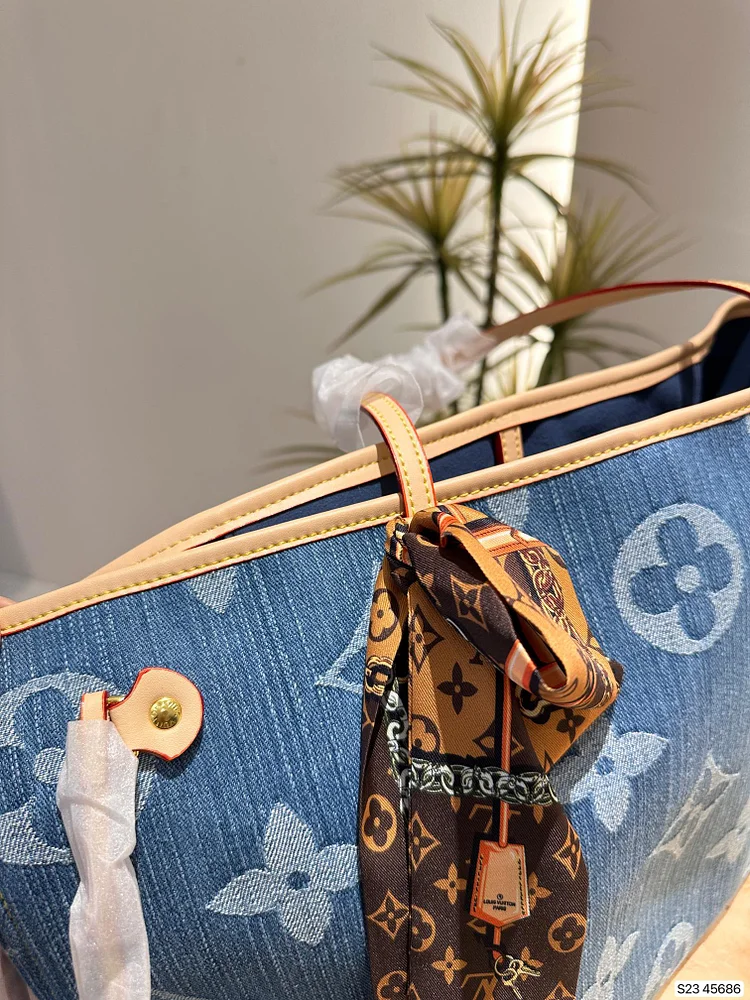 Louis new arrival denim neverfull tote bag size; 33 * 29 cm - Image 3