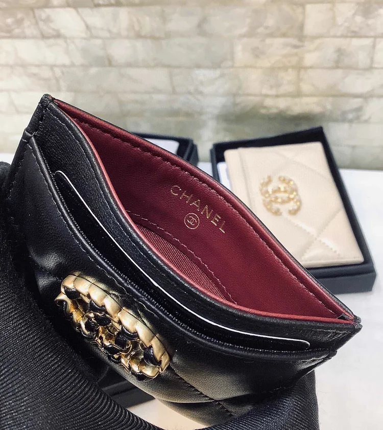 cc CO-CO 19 Card Holder Wallet 11cm/4.3in Gold Toned Hardware For Women Black - Image 3