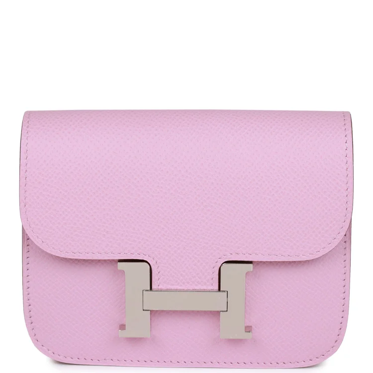 H Constance Slim Wallet Mauve Syestre Epsom Palladium Hardware