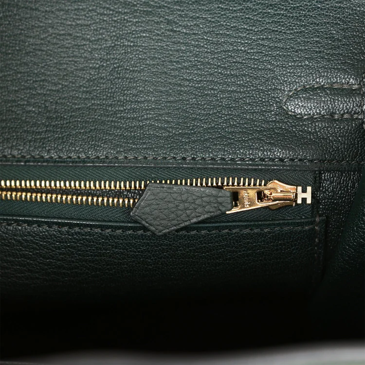 H Birkin 25 Vert Fonce Togo Gold Hardware - Image 8
