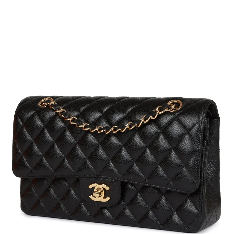 CC Medium Classic Double Flap Bag Black Caviar Gold Hardware - Image 4