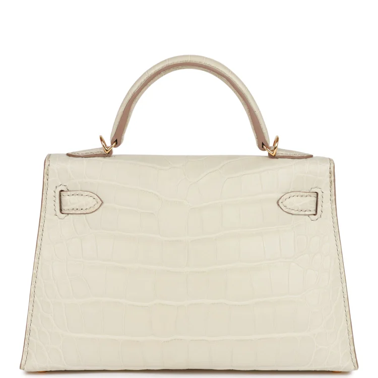 H Kelly Sellier 20cm Beton Matte Alligator Gold Hardware - Image 3