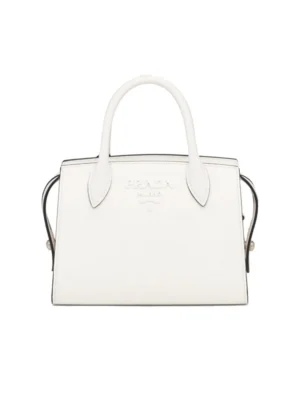 PP Saffiano Leather PP Monochrome Bag in White