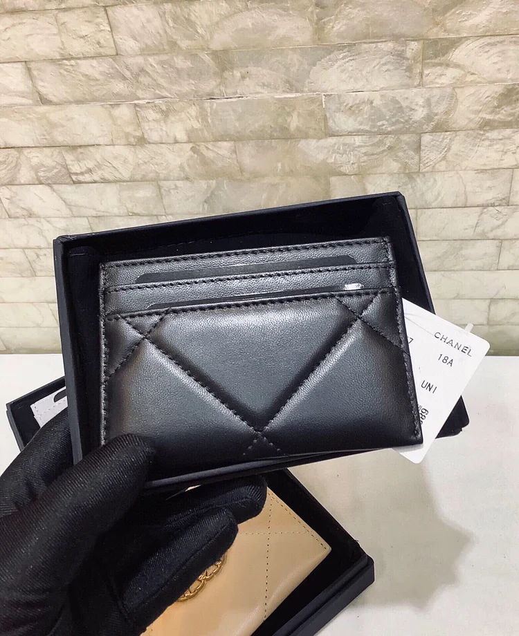 cc CO-CO 19 Card Holder Wallet 11cm/4.3in Gold Toned Hardware For Women Black - Image 5