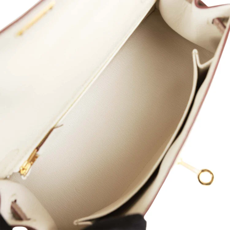 H Special Order (HSS) Kelly Sellier 25 Beton and Gris Asphalte Ostrich Gold Hardware - Image 7