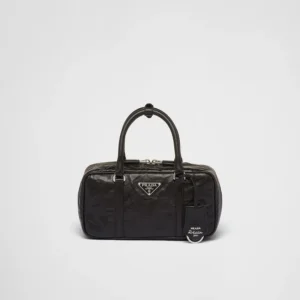 PP Small antique nappa leather top handle bag ?C Black