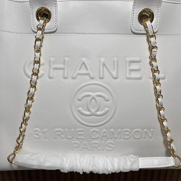 CC leather tote bag black/white size: 36.5/32/15 cm - Image 6