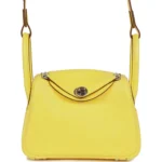 H Mini Lindy Jaune Citron Ostrich Palladium Hardware
