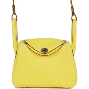H Mini Lindy Jaune Citron Ostrich Palladium Hardware