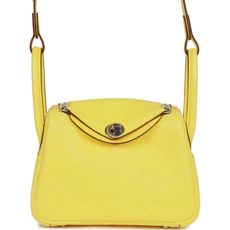 H Mini Lindy Jaune Citron Ostrich Palladium Hardware