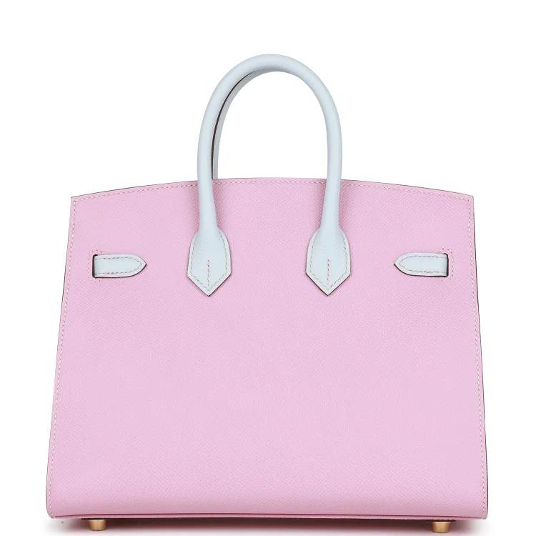 H Special Order (HSS) Birkin Sellier 25 Mauve Syestre and Bleu Brume Epsom Brushed Gold Hardware - Image 3