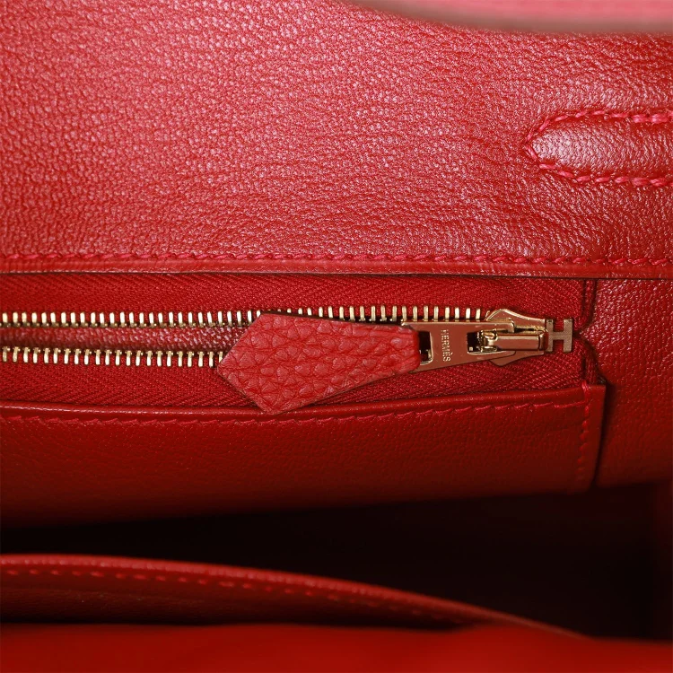 H Birkin 25 Rouge Vif Togo Gold Hardware - Image 8