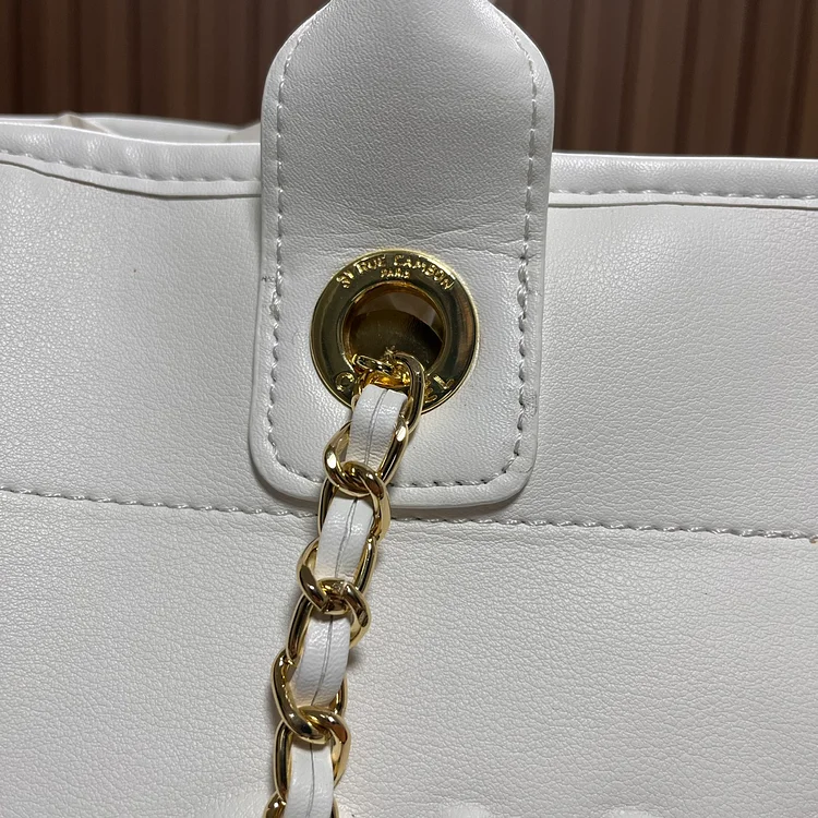 CC leather tote bag black/white size: 36.5/32/15 cm - Image 15