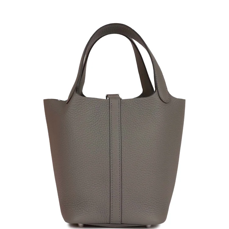 H Picotin Lock 18 Gris Meyer Clemence Palladium Hardware - Image 3