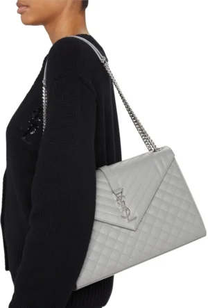 Y Large Tri-Quilted Matelasse Grain De Poudre Flap 1424 Nero Multi, Women??s, Shoulder Bags