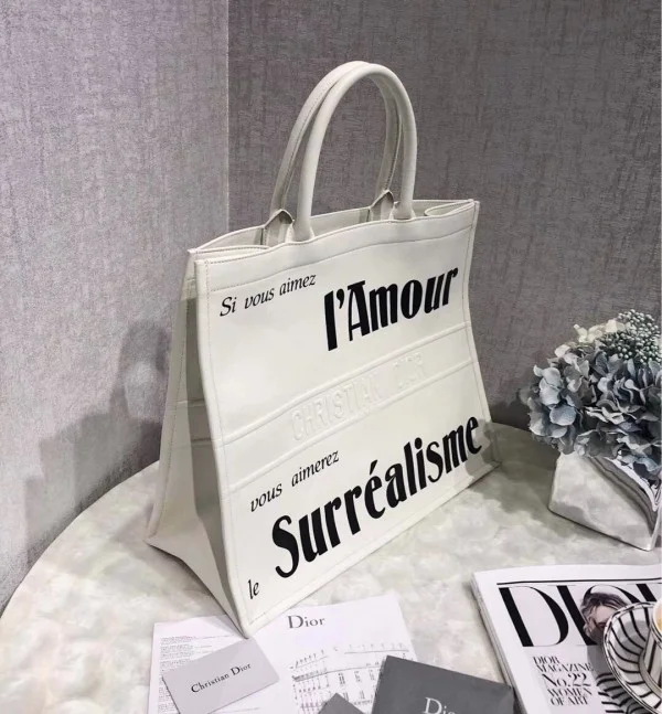 D Book Tote Bag Surrealism Printed Calfskin - Image 3