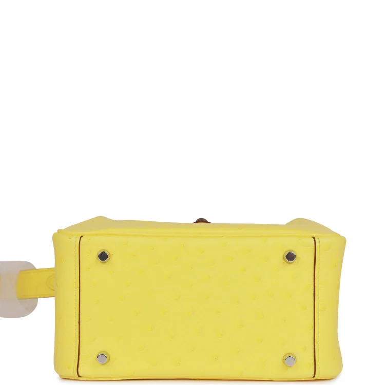 H Mini Lindy Jaune Citron Ostrich Palladium Hardware - Image 5