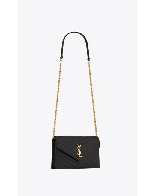 Y Cassandre Y Matelass Chain Wallet in Grain de Poudre Embossed Leather - Image 6