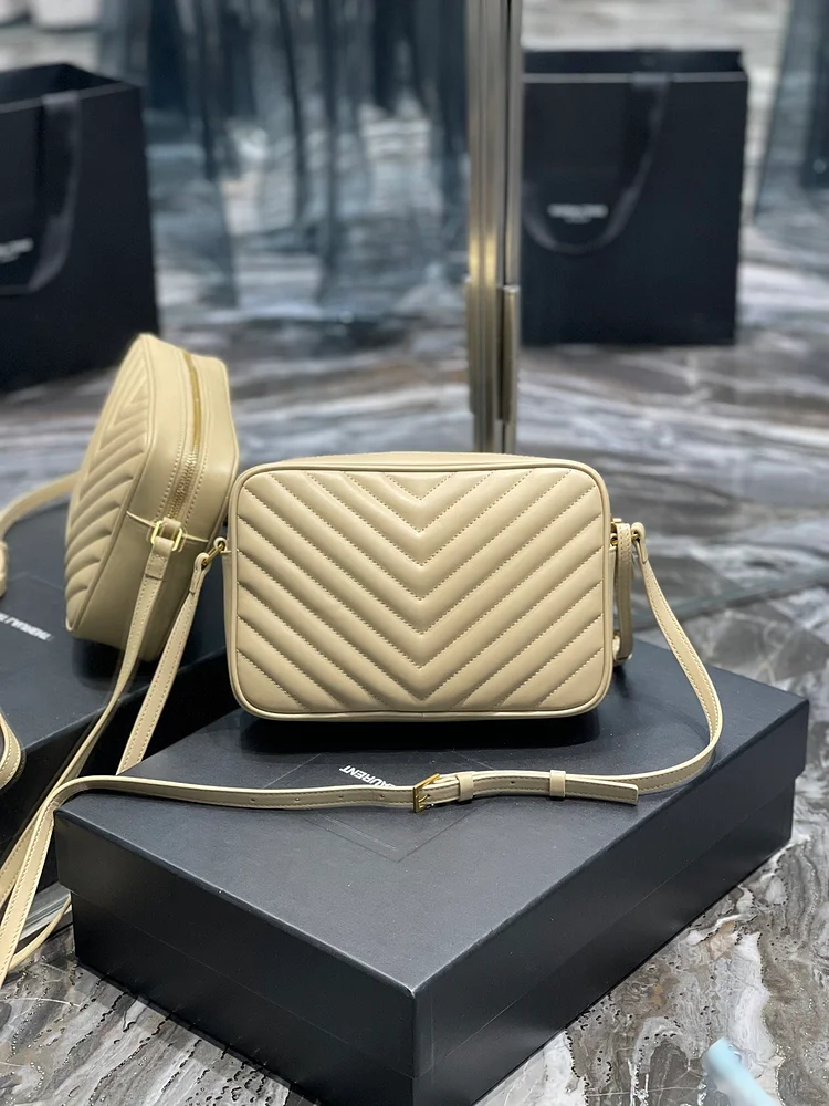 Y Lou Camera Bag Beige With Gold Toned Hardware - Image 4