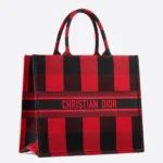 D Book Tote Bag  Check Embroidered Canvas