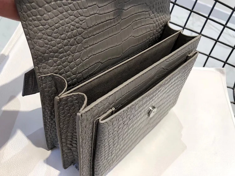 Y Medium Sunset In Crocodile Embossed Shiny Leather Bag - Image 6