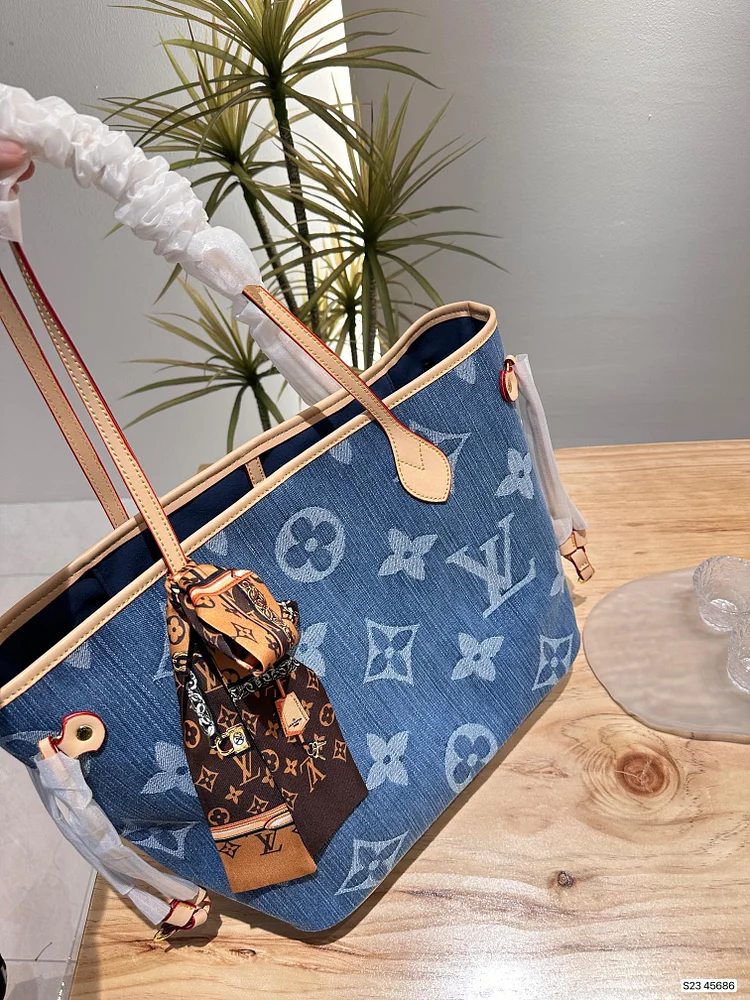 Louis new arrival denim neverfull tote bag size; 33 * 29 cm - Image 5