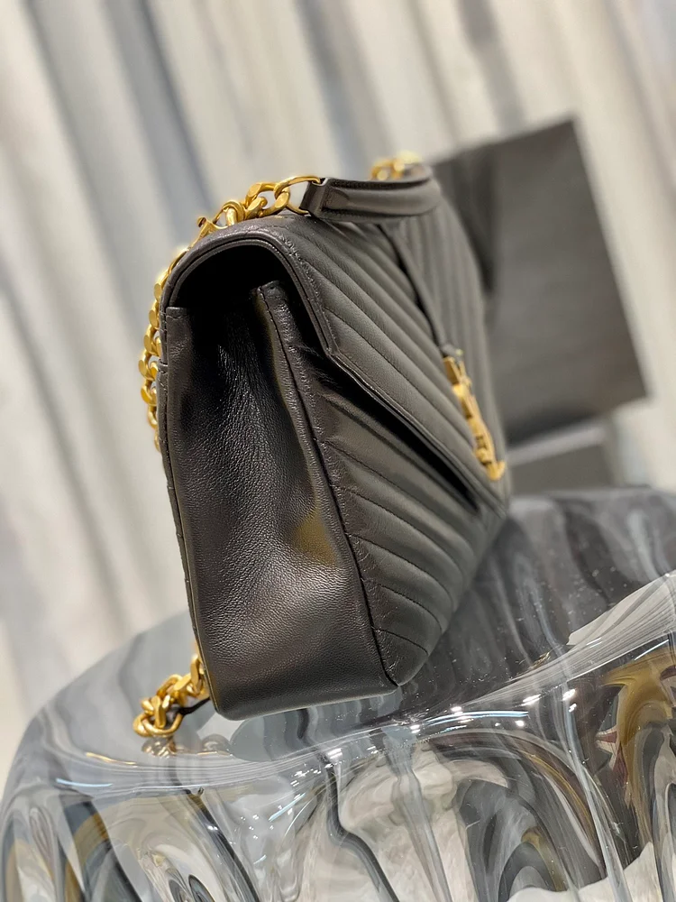 Y College Large Chain Bag Black With Gold Hardware - Image 2