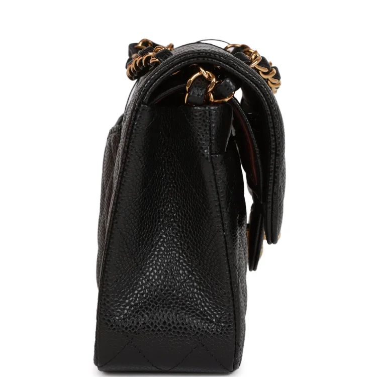 CC Small Classic Double Flap Black Caviar Gold Hardware - Image 2