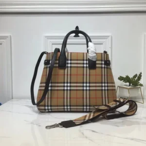 bb House Check Derby Medium Banner Purse Tote Black For Women, Women??s Bags 14in/35cm