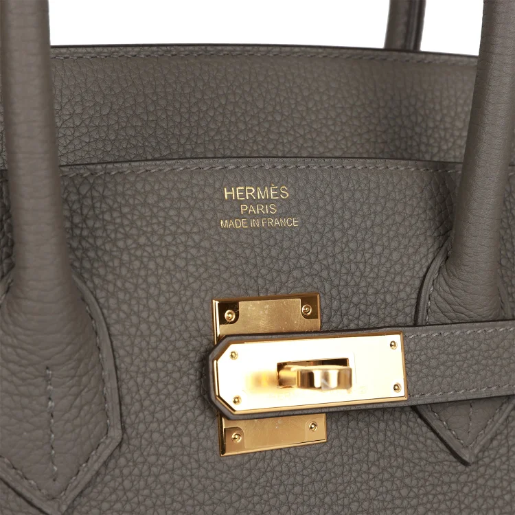H Birkin 35 Gris Meyer Togo Gold Hardware - Image 6