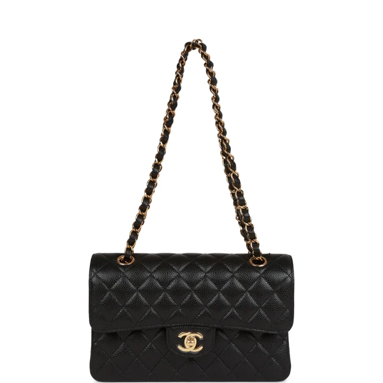 CC Small Classic Double Flap Black Caviar Gold Hardware - Image 6