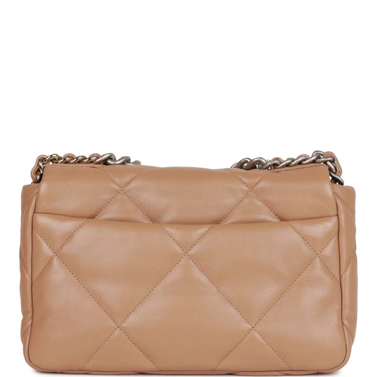 CC Medium 19 Flap Bag Beige Calfskin Mixed Hardware - Image 3
