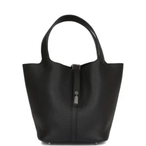 H Black Clemence Picotin Lock 22cm Palladium Hardware