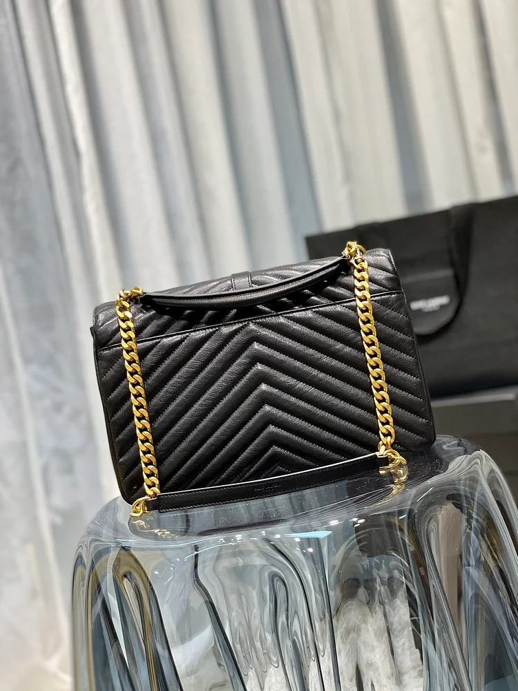 Y College Large Chain Bag Black With Gold Hardware - Image 3