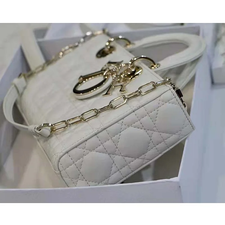 CD Women CD Lady D-Joy Bag Latte Cannage Lambskin - Image 7