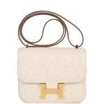 H Constance 18 Nata Ostrich Gold Hardware