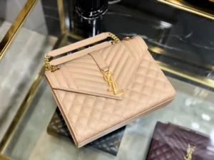 Y  ENVELOPE MEDIUM BAG IN MIX MATELASS?? GRAIN DE POUDRE EMBOSSED LEATHER
