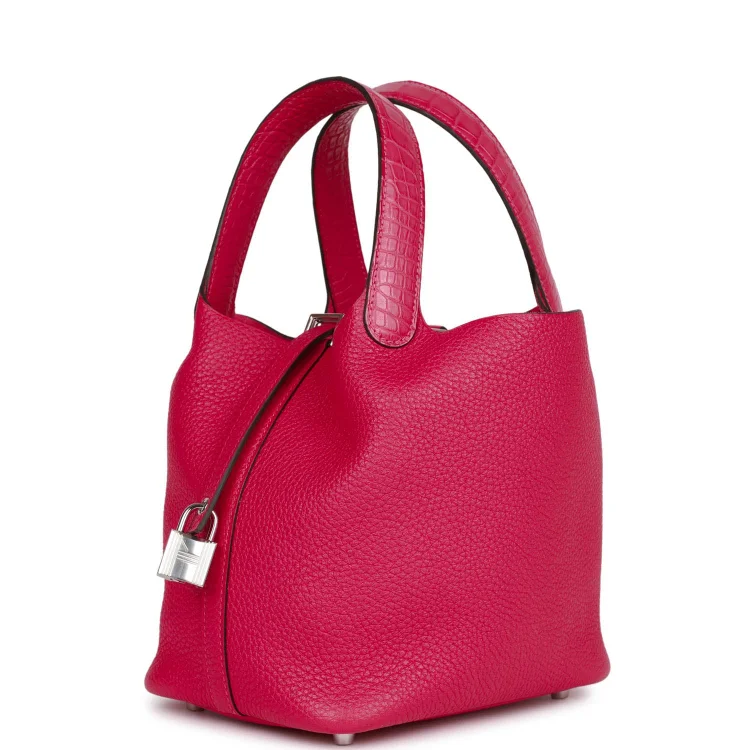 H Picotin Lock 18 Framboise Clemence and Matte Alligator Touch Palladium Hardware - Image 4