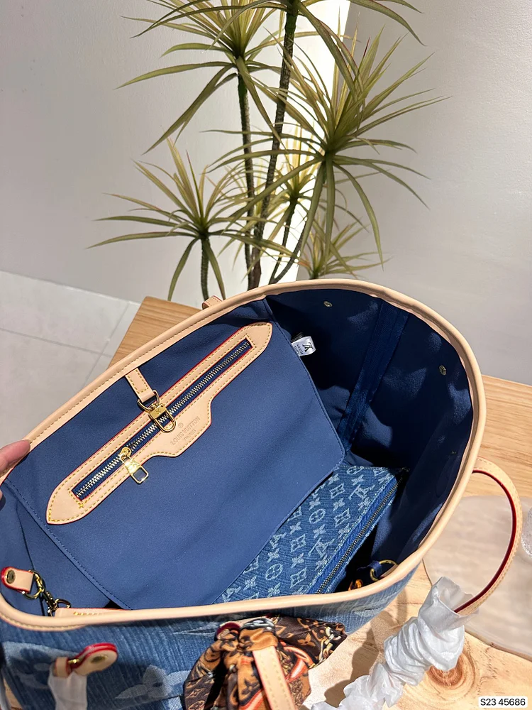 Louis new arrival denim neverfull tote bag size; 33 * 29 cm - Image 4
